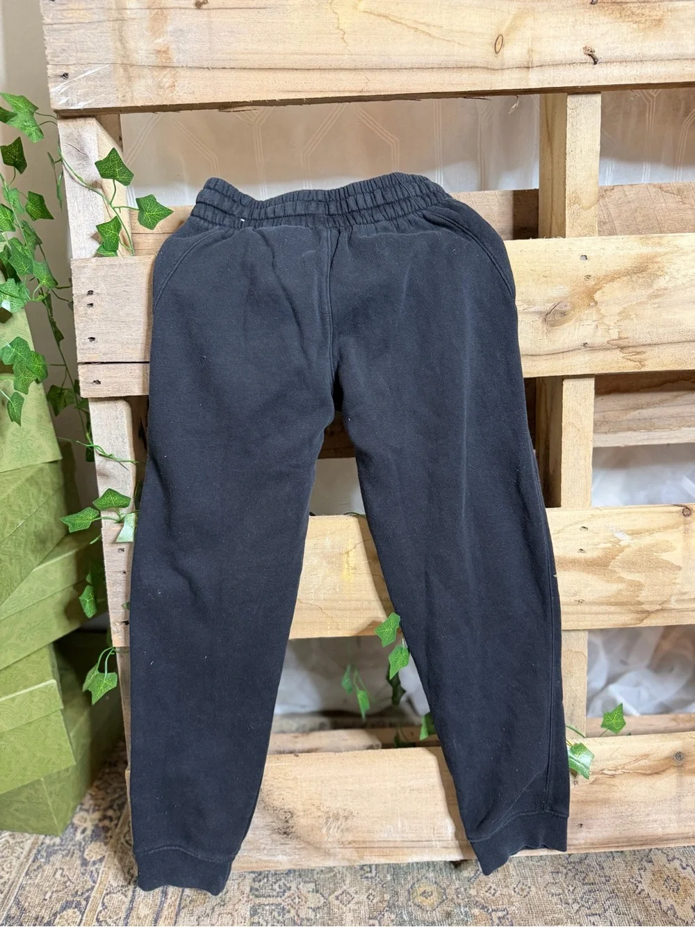 Nike Kids Black Sweatpants with Blue Logo-Print Joggers and Olive Cargo Pants